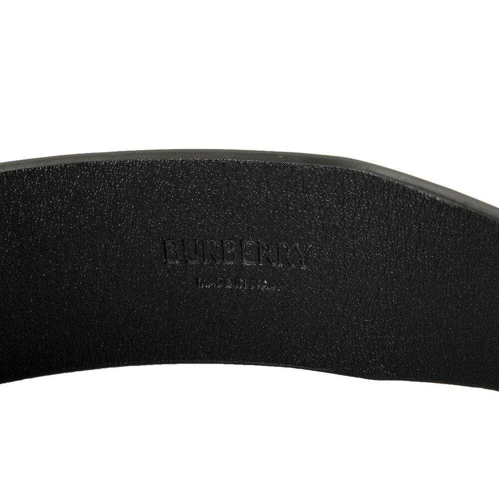 Burberry "Shield Brushed" Black Textured Leather Buckle Decorated Belt Sz M - Picture 5 of 5